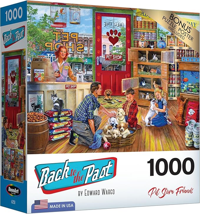 RoseArt - Back to The Past - Pet Store Friends - 1000 Piece Jigsaw Puzzle for Adults