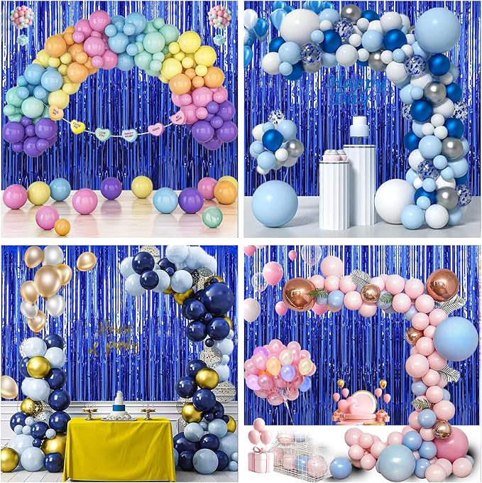 Birthday Party Decorations| 3 Pack 3.3 x 9.9 ft Blue Foil Fringe Curtains Party Supplies|Tinsel Curtain Backdrop for Parties, Glitter Streamers Backdrop for Birthday/Photo Booth Backdrops/Party Decor