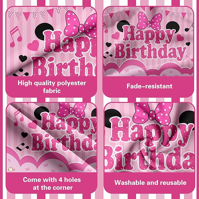 Pink Birthday Party Supplies - Pink and Black Balloon Arch Garland Kit Decorations,Backdrop for boys Kids