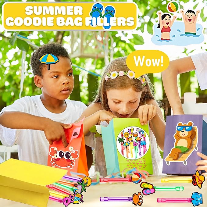24PCS Summer Bubble Wands for Kids - Party Favors, Goodie Bag Fillers, Pinata Stuffers, Birthday Toys, Class Prizes, Gifts for Toddlers, Boys & Girls