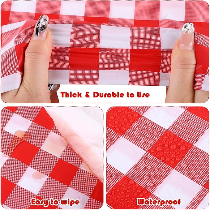 Kochorie 100 Ft x 54 Inch Crawfish Party Tablecloth Roll with Cutter Box Waterproof Plastic Lobster Table Cover (Red Checkered, 500 Ft x 54 Inch)