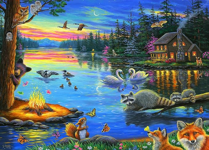 Artist Bridget Voth - 500 piece Puzzles for Adults Clearance - Jigsaw Puzzles - Lakeside Evening