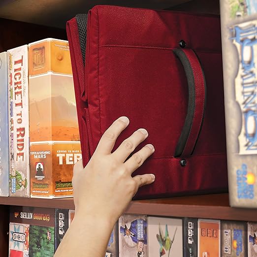 ENHANCE Board Game Shoulder Bag - Collector's Edition Board Game Storage with Shoulder Strap and Accessories Pockets for Dice, Cards, More - Reinforced Carrier Protects Tabletop Games (Dragon Red)