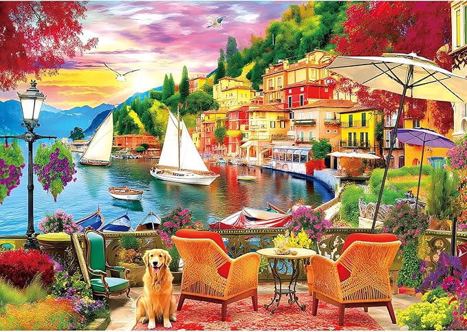 Lakeside Beauty 300 Piece Puzzle for Adults, Fun Puzzles for Adults 300 Pieces with HD Print & Poster, 11" X 17" Dust Free, for Gifts Halloween Christmas Family Games Lovers
