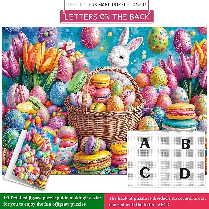 1000 Piece Puzzles for Adults, Easter Puzzle, Colorful Easter Jigsaw Puzzle 1000 Pieces for Adults Seniors, Fun Decor Challenging Family Games Holiday Party Gifts -1:1 Poster