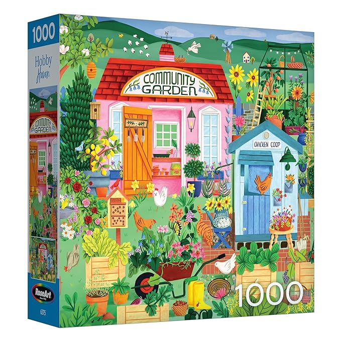RoseArt - Hobby Haven - Community Garden - 1000 Piece Jigsaw Puzzle, Vibrant Garden Puzzle for Adults