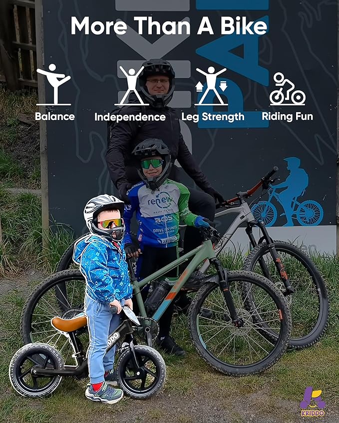 KRIDDO Toddler Balance Bike 2 Year Old,12 Inch Push Bicycle with Customize Plate (3 Sets of Stickers Included), Steady Balancing, Gift Bike for 2-5 Boys Girls, Black