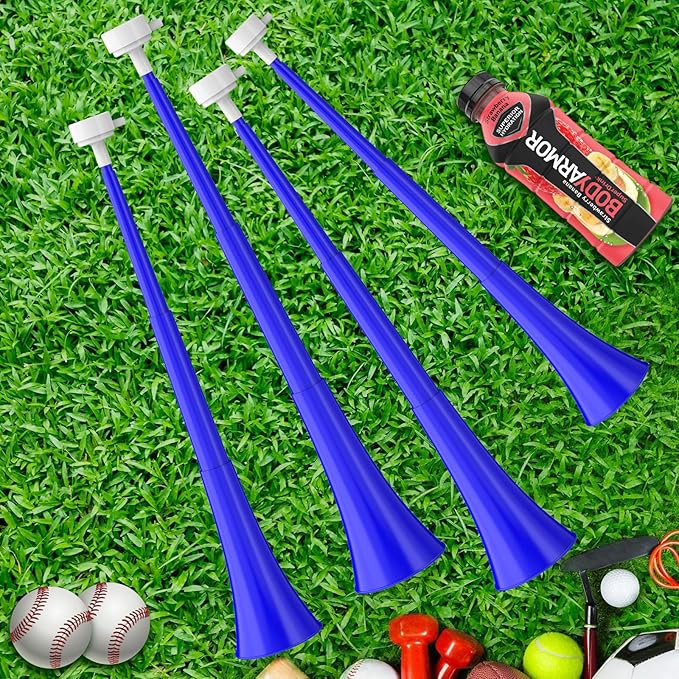 Collapsible Stadium Horn 24 Inch Vuvuzela Plastic Trumpet Horn Blow Horn Noisemakers Loud Sound Soccer Horn Cheer Horn for Sporting Events Graduation Games School Party Supplies Favors Accessories