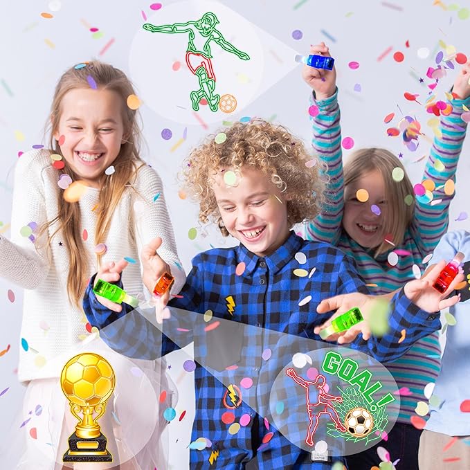 24PCS Soccer Party Favors-LED Finger Lights：Glow-in-the-Dark Light-Up Toys Bulk for Kids Boys Girls,Soccer Theme Birthday Party Decorations Supplies, Goodie Bags stuffers, Classroom Prizes, Fun Gifts