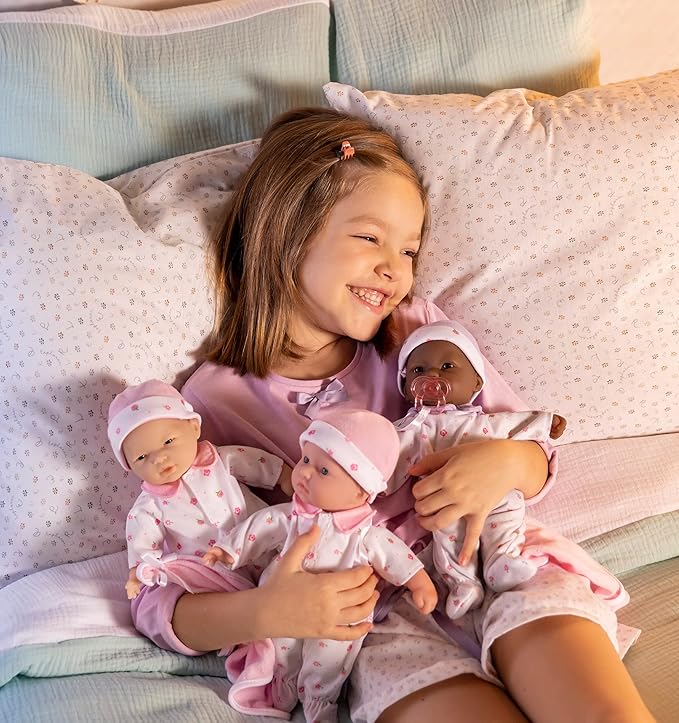 La Baby Caucasian 11-inch Small Soft Body Baby Doll | JC Toys - La Baby | Washable |Removable White and Pink Outfit w/Hat, Pacifier & Blanket | for Children 12 Months +