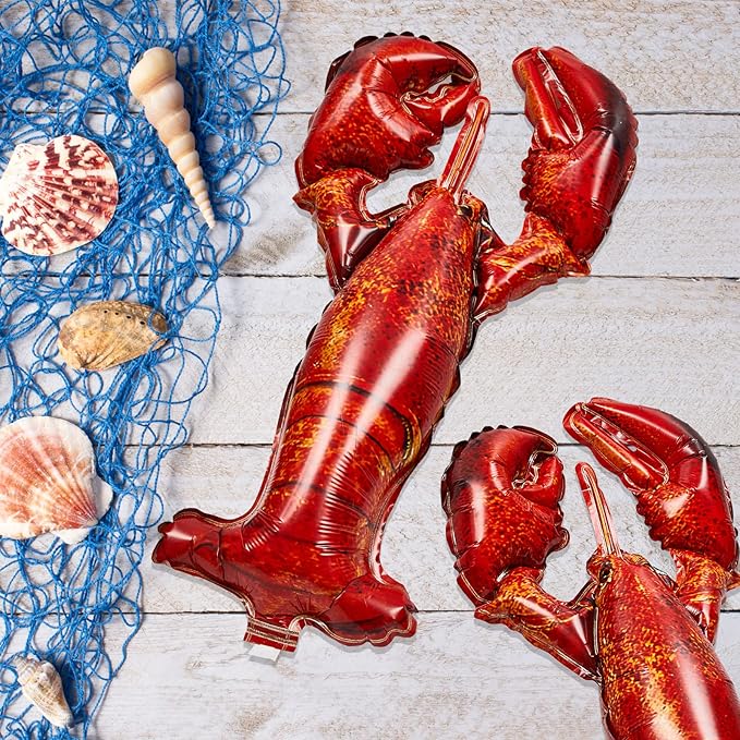 6 Pieces Giant Lobster Crawfish Balloons Simulation Sea Animal Foil Balloons for Birthday Party Decoration Home Office Party Favors Supplies(Realistic)