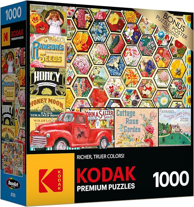 RoseArt - Kodak Premium - Honeycomb Flowers and Seeds - 1000 Piece Jigsaw Puzzle for Adults