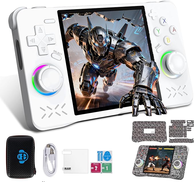 XF40H Handheld Game Console, Retro Gaming Console with 4.0 Inch 4K HD IPS Screen, Support WiFi Online sparing，Preloaded 20,000+ Classic Games- Includes Exclusive Cool Stickers