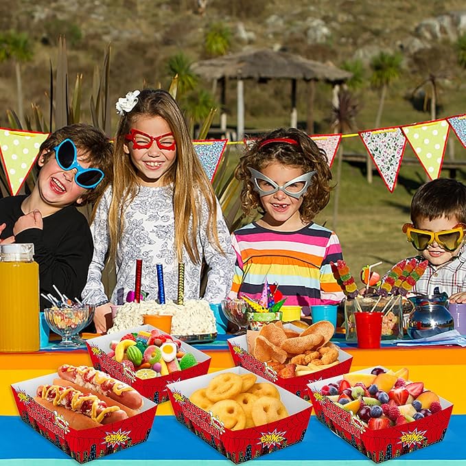 25Pcs Web Disposable Paper Food Trays for Spider Theme Birthday Party Supplies Baby Shower Decorations