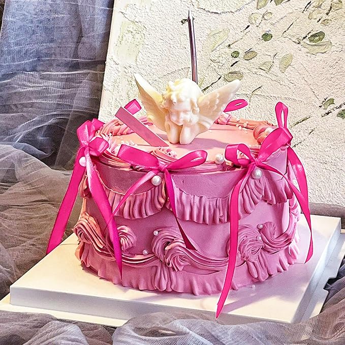 12 PCS Hot Pink Bow Cake Topper Bowknot Ribbons Coquette Bow Cake Decorations Dessert Picks for Pink Bows Birthday Party Bridal Baby Shower Wedding