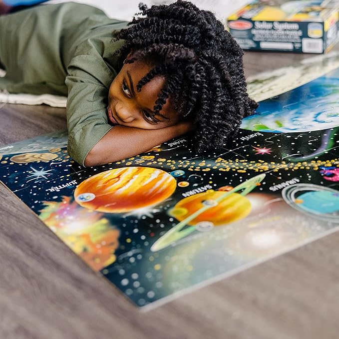Melissa & Doug Solar System Floor Puzzle, 48 pc Jumbo Jigsaw Puzzle, Educational Screen Free Activity for Toddler, Preschoolers and Kids Ages 3+ (2 x 3 Feet) - FSC Certified