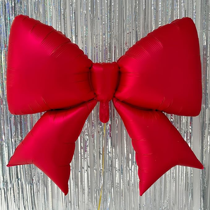 4Pcs Red Pink Bow Balloons Decor/38 Inch Jumbo Bow Birthday Decorations for Girls Women, Valentines Day, Galentines Party, Bachelorette Girls Night, Bridal Shower Wedding Engagement Photo Booth Props