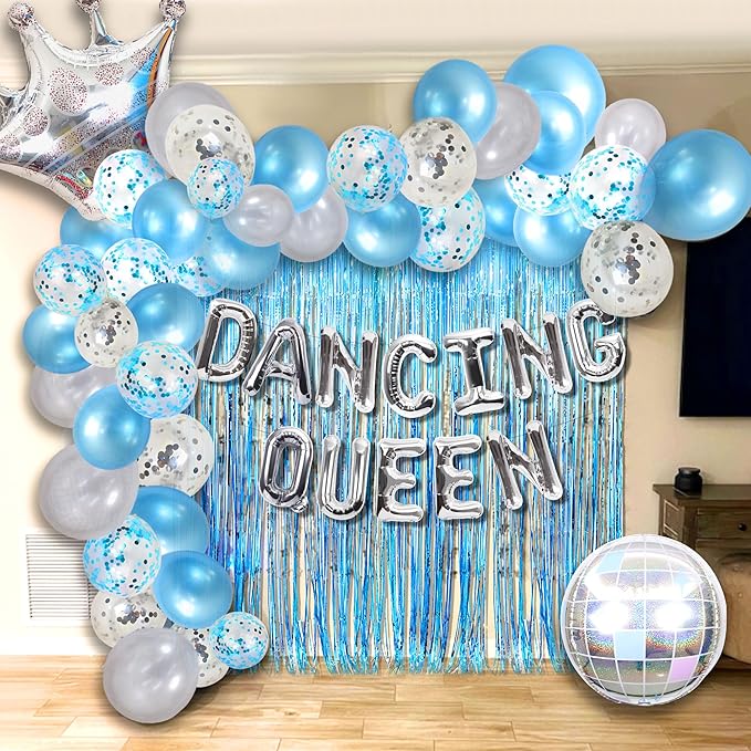 37 PCS Dancing Queen 17 Balloons Dancing Queen Mamma Mia Party Decorations 17 Birthday Party Decoration Sliver Blue 17 Birthday Decoration Mamma Mia Party Supplies