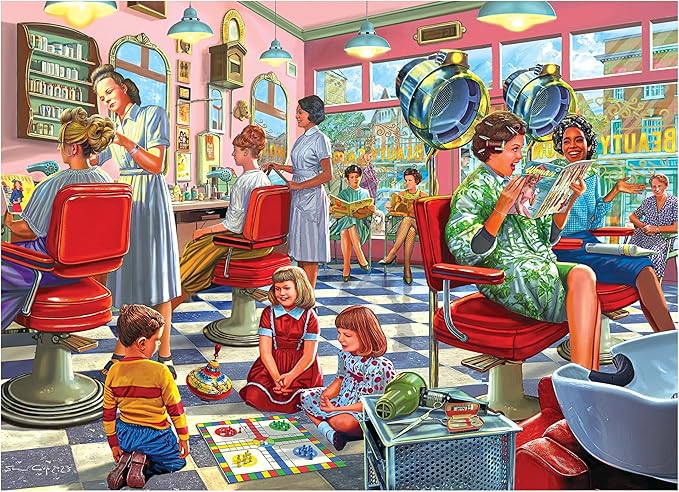 RoseArt - Back to the Past - Hairdresser Beauty Parlor 1000 Piece Jigsaw Puzzle - Retro Vintage Puzzle for Adults - Finished Size 26.625 x 19.25 Made in USA