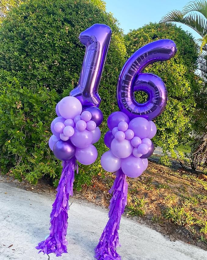Purple 3 Balloon, Number Balloon 40 Inch, 3rd Three Year Old Birthday Deco, Purple Party Supplies for Party Decorations, Number 3 Balloon