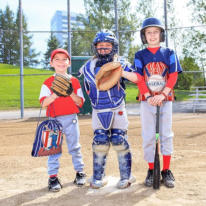 Talltalk 48 Pcs Baseball Party Favors Baseball Gift Goodie Bags Sports Team Gifts Toys with Drawstring Backpack Snacks Candy Treat Bags Wristband Keychain for Sports Birthday Party Supplies Decor