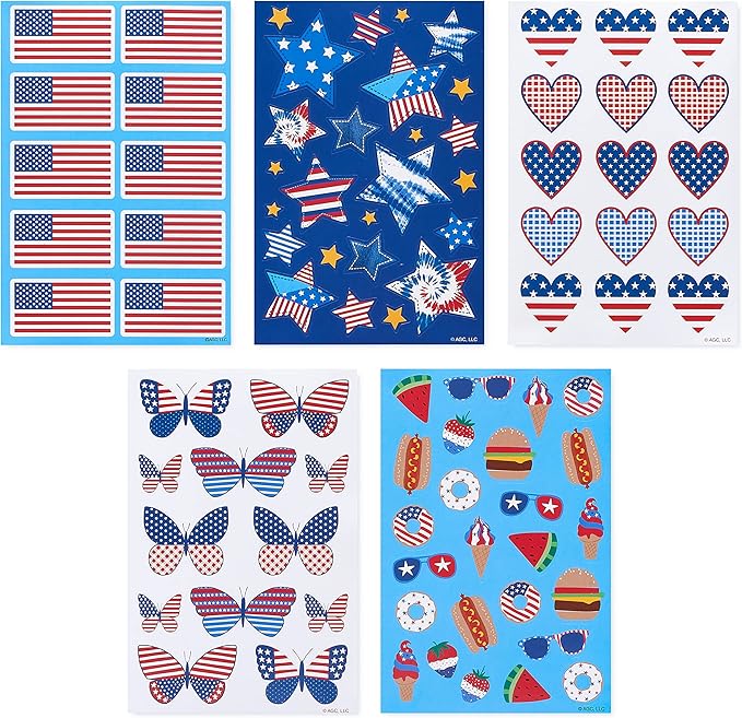 American Greetings Patriotic Stickers, American Flag and Summer Treats (20-Count)