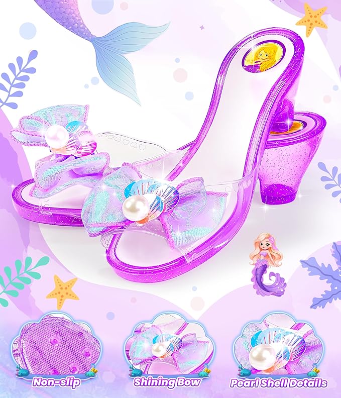 Jeowoqao Princess Dress Up Clothes for Little Girls, Dress Up Shoes Pretend Play Unicorn Mermaid Costumes, Tutu Skirt, Princesss Cape Crown Wand Accessories Toys Christmas Gifts for Girl Kids3 4 5 6