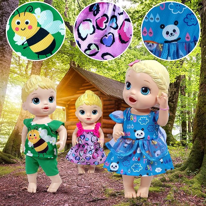12 inch Alive Baby Doll-Clothes and Accessories - 10 Sets Clothes for 10-12 Inch Dolls, Baby Doll Clothes Dress Outfits Accessories Christmas Birthday Gift for Kids