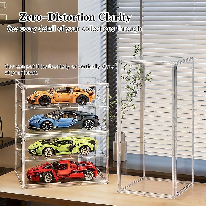 Jumbo Wide Acrylic Display Cabinet - Extra High for 23" Statues, Helmets & Plush Toys, Magnetic Door Museum Showcase for Large Collectibles (Extra Large(14.17in*14.17in*23.6in))