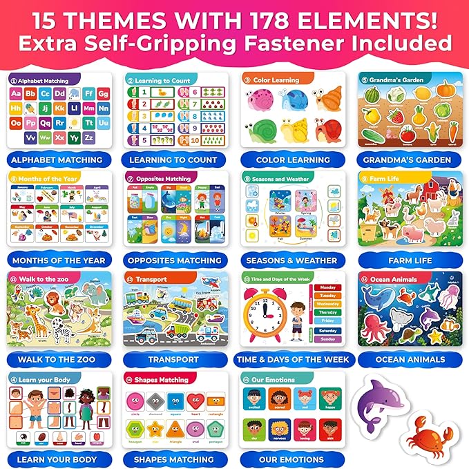 QUOKKA Montessori Busy Book for Toddlers 1-3 - Pre K Kids Learning Activities for Homeschooling - My Preschool Busy Book for Ages 3-5 - 15 Kids Educational Activities 2-4 Years
