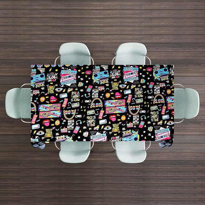3 Pack 90’s Party Tablecloth, Back to 90s Hip Hop Party Birthday Table Cover for 1990s Theme Party Decorations Supplies