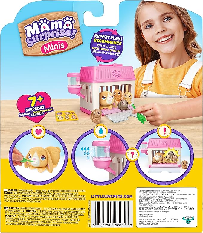 Little Live Pets Lil Baby Bunny Playset Pack, Mama Surprise Bunny Family Collection, Interactive Fold-Out Easter Baby Girl Gifts, Toy for Kids 5+