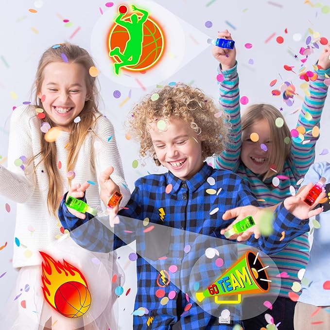24PCS Basketball Party Favors LED Finger Lights - Glow-in-the-Dark Toys for Kids, Basketball Theme Birthday Decorations, Party Goodie Bag Stuffers & Classroom Prizes Gift for Boys Girls Age 3+