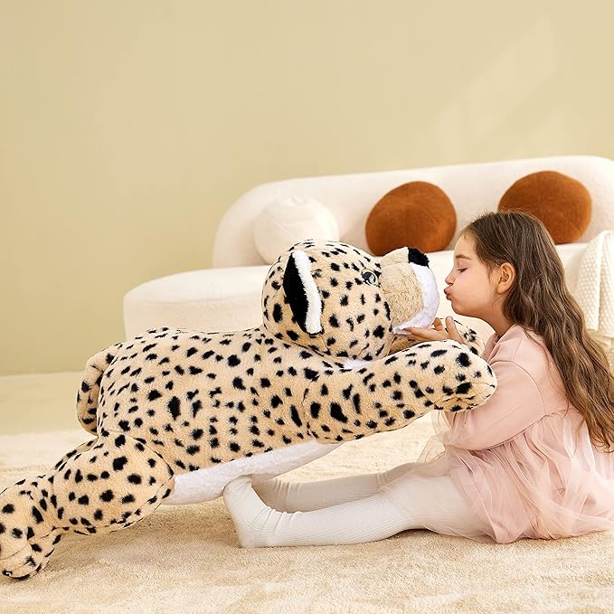 IKASA Giant Cheetah Stuffed Animal Plush Toy,Large Leopard Cute Jumbo Soft Toys,Huge Big Size Plushy Plushie,Gifts for Kids (Brown, 30 inches)
