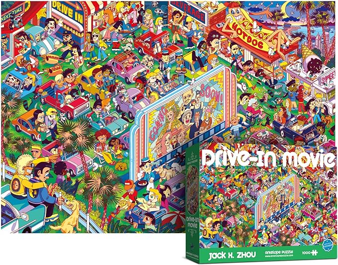 Antelope 2 in 1 1000 Piece Puzzle Bundle - Catndyland - 1000 Piece Jigsaw Puzzle Bundle with Drive in Movie - 1000 Piece Jigsaw Puzzle