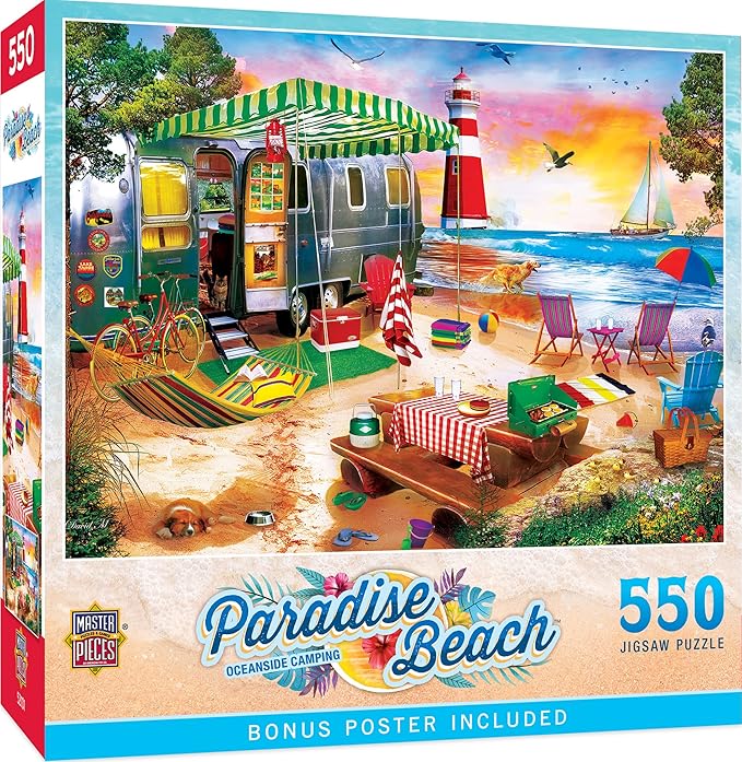 Masterpieces 550 Piece Jigsaw Puzzle For Adults and Family - Oceanside Camping - 18"x24"