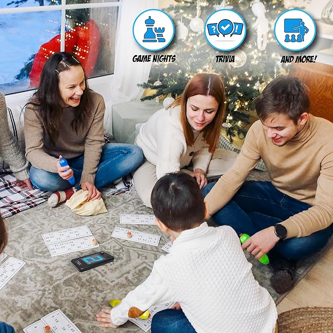 Teacher's Choice 4 Player Wireless Handheld Game Buzzer System - Displays First Buzz-in - Great for Jeopardy, Family Feud, Trivia and Buzzer Games - Console with 4 Joystick Buzzers, 4 Unique Sounds