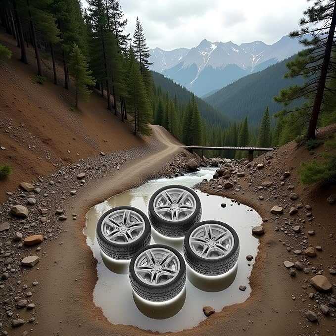 4Pcs Black Tires,48mm Simulation Rubber Wheel,Tire and Wheel Sets DIY,Tire Wheel Model,RC Spare Parts Easy Installation Small in Size,Remote and App Controlled Vehicles and Parts,Wheels and Tires