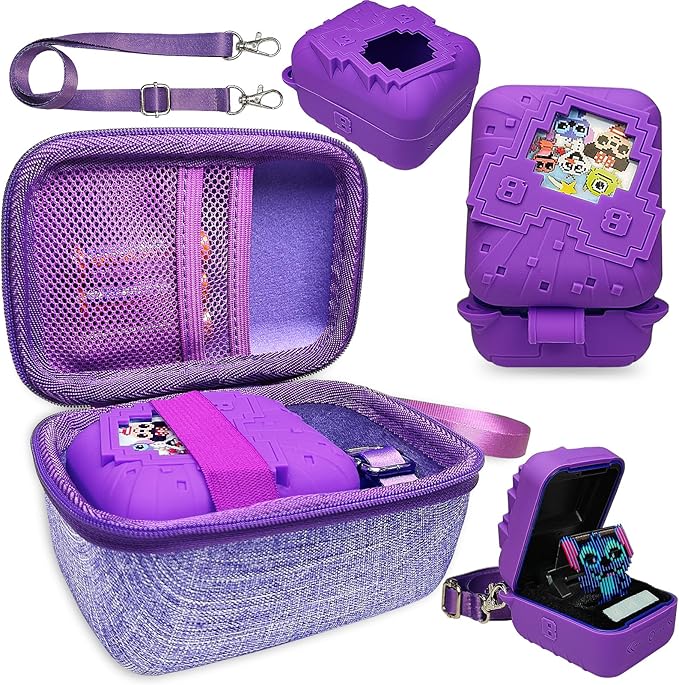 JCHPINE Hard Carrying Case and Silicone Cover for Bitzee Disney Interactive Digital Pet, Protective Case for Bitzee Disney Virtual Electronic Pets Accessories (Purple)