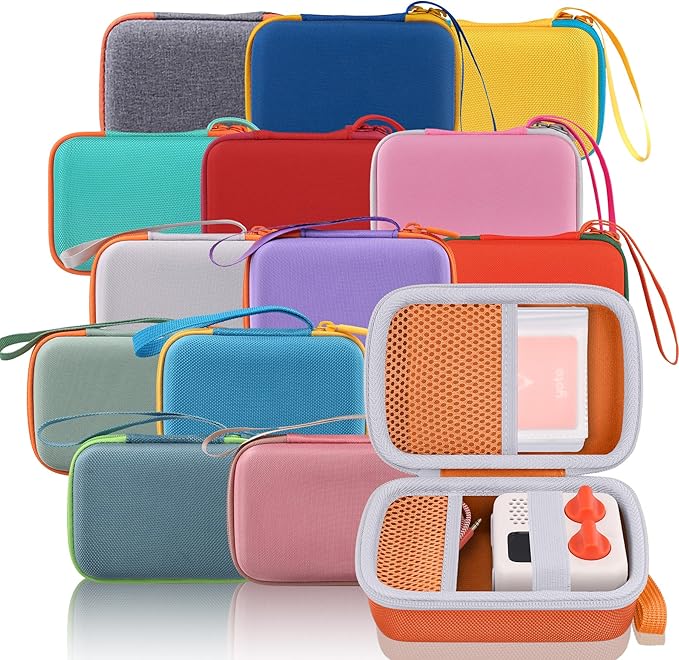 co2CREA Hard Case Compatible with Yoto Mini 2024 Edition Kids Audio Music Player Children Speaker Plays Audiobook Cards Radio and Card Holder Hold up to Yoto 36 Cards, Blue Case + Yellow Zipper