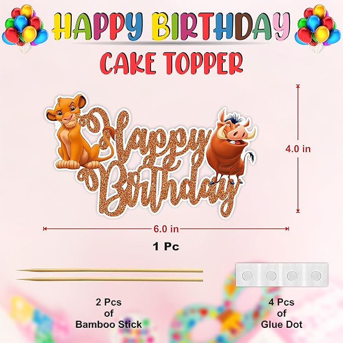 The Lion Kng Happy Birthday Cake Topper – Jungle Safari Theme Birthday Decoration – Fun and Colorful Cake Accessory for Adults – Perfect Party Supplies for Boys and Girls The Lion Kng Birthday Party