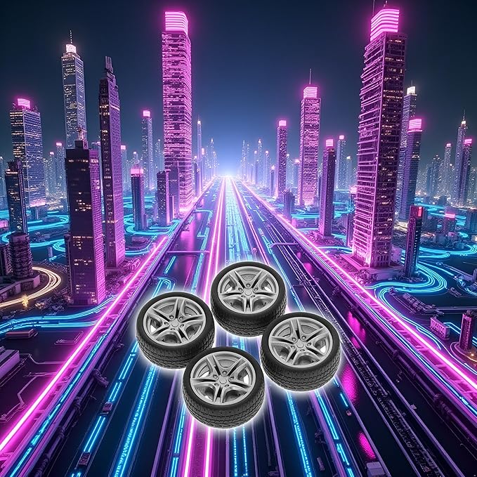 4Pcs Black Tires,48mm Simulation Rubber Wheel,Tire and Wheel Sets DIY,Tire Wheel Model,RC Spare Parts Easy Installation Small in Size,Remote and App Controlled Vehicles and Parts,Wheels and Tires