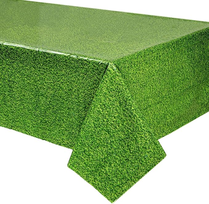 Sparkle and Bash Plastic Grass Tablecloth - Durable Cover for Golf Birthday Decorations - Wide Coverage for Golf Party Table Decoration - Easy-Clean Sports-Themed Tablecloths - 54 x 108 in - Pack of 3