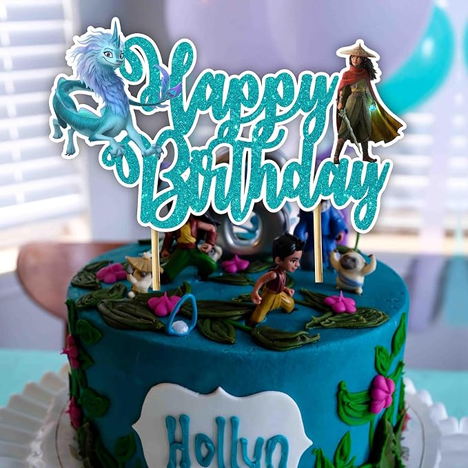 "Raya and the Last Dragn Happy Birthday Cake Topper – Princss Party Decoration – Fantasy-Themed Cake Decoration Featuring and Friends – Perfect for Birthday Parties & Celebrations"
