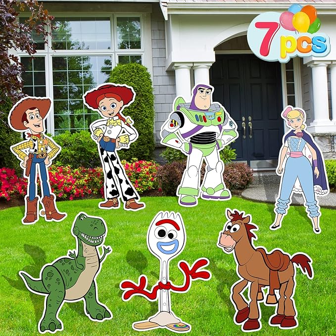 Toy Inspired Story Birthday Party Supplies, 7PCS Yard Signs with Stakes, Outdoor Lawn Party Decor, Toy Inspired Story Party Decorations, Yard Signs for Toy Inspired Story Theme Birthday Party
