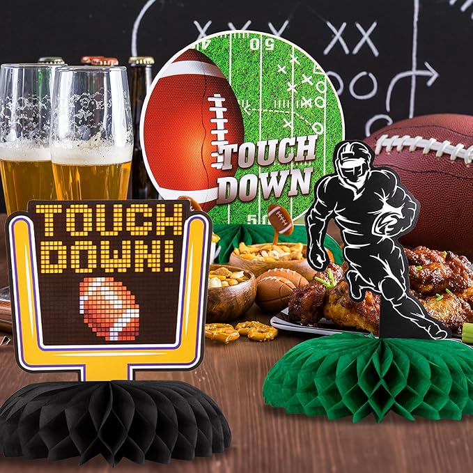ArtCreativity Football Centerpieces for Table - Set of 10 - Sports Football Party Table Centerpiece Decoration - Football Table Party Supplies for Tailgates - Football Birthday Party Centerpiece Decor