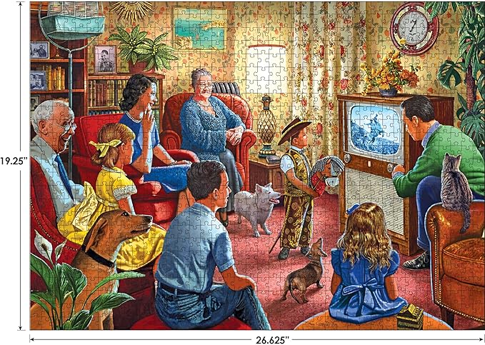 RoseArt - Back to The Past - Family Night Television - 1000 Piece Jigsaw Puzzle for Adults