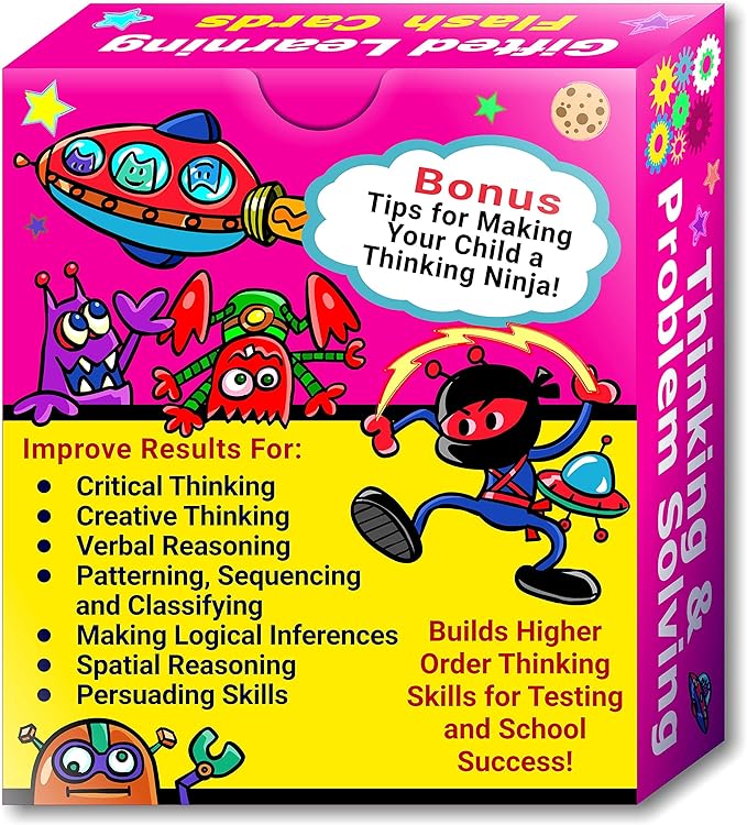 TestingMom.com Gifted Learning Flash Cards – Thinking & Problem-Solving for Pre-K – Kindergarten – Gifted and Talented Educational Toy Practice for CogAT Test, Iowa Test, NNAT, OLSAT, NYC Gifted