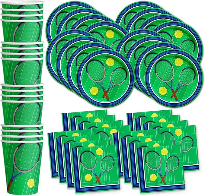 Tennis Birthday Party Supplies Set Plates Napkins Cups Tableware Kit for 16