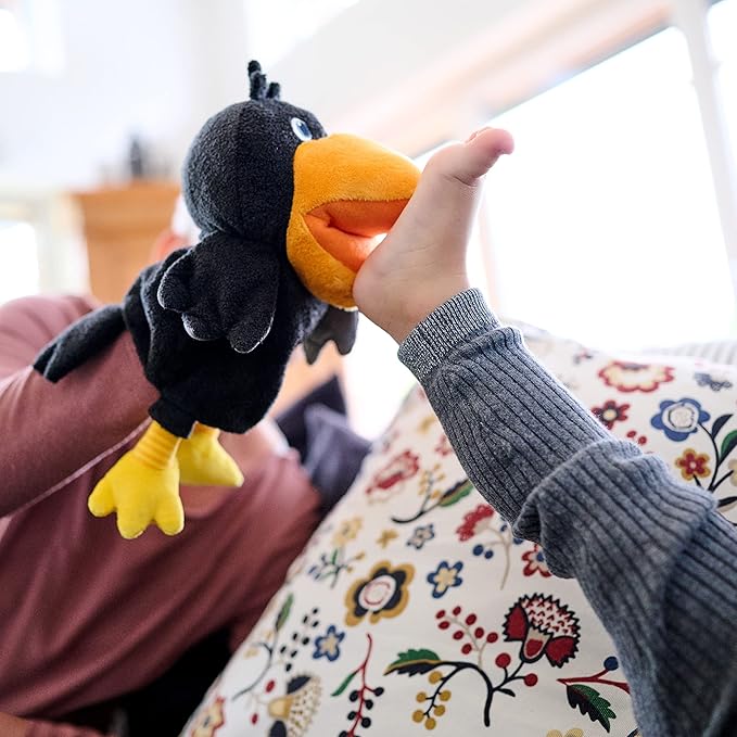 HABA Theo The Raven Hand Puppet - Interactive Puppet Show Toy with Cherries, Pretend Play Set and Toddler Toys for 18 Months and Up